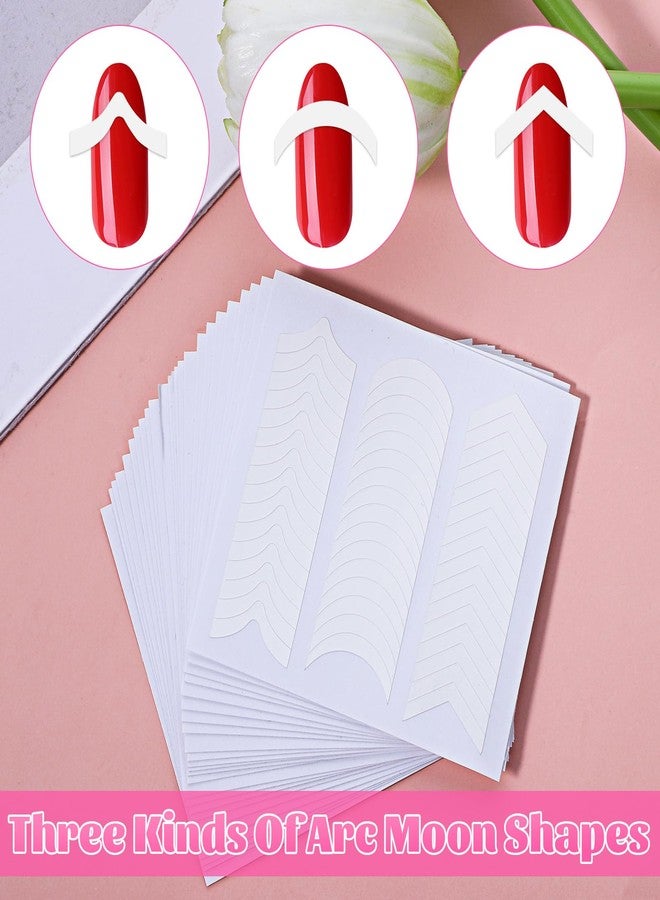 Eldraqth French Nail Self-Adhesive Stickers, 1152pcs 24 Sheets French Manicure Strips Tip Nail Stickers for Nails Art Designs Self Adhesive Sticker Tips for Manicure Decoration DIY 3 Moon Shape Design - Image 5